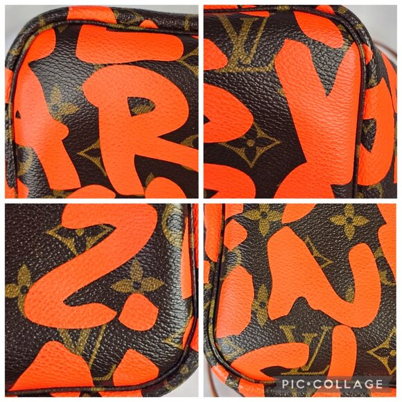 LOUIS VUITTON NEVERFULL 2009 GM Graffiti Stephen Sprouse LV Monogram Orange Bag - Picture 12 of 16